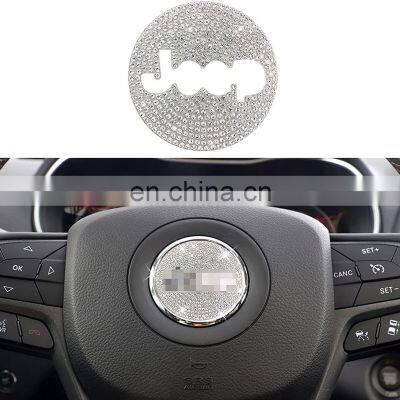 Bling Crystal Car Accessories Set Steering Wheel Sticker Cover Trim for Jeep Wrangler JK