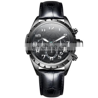 Luxury Multifunction Watch For Men customization Brands Quartz Watch Waterproof  Leather Watches Men Wrist Sports