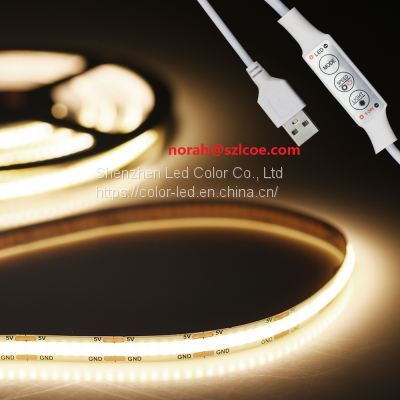 Wholesale factory waterproof USB COB led strip light 5v High brightness 320 leds/m cob led liught strip kit