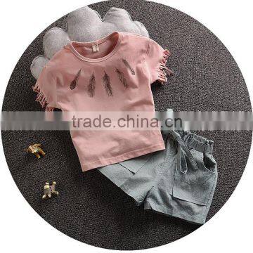 2016 Summer New Arrivals Children Clothes Sets Baby Girl Pure Cotton T-shirt With Matching Shorts Two Piece Sets