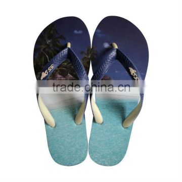 2013 new well sale cheap men's flip flops with printing pattern insole and double color upper (HG13013