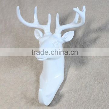 Coat hook polyresin wall mounted white deer head