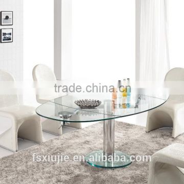 L865 glass top stainless steel 12mm thick Glass dining table use in home furniture
