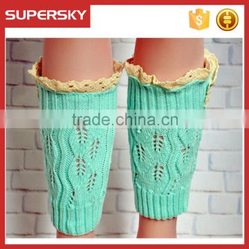 A-183 lace trim boot socks cuffs ruffle lacy knitted boot toppers open knit boot cuffs lace