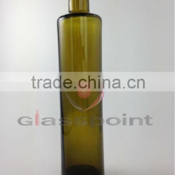 750ml round dark green dorica olive oil glass bottles