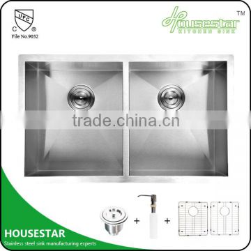 cUPC Certificate Handmade Undermount Stainless Steel Double Sink Used For Kitchen Items 3219
