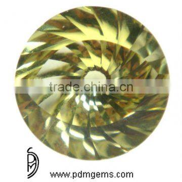 Semi Precious Gemstone Lemon Quartz Round Concave Cut