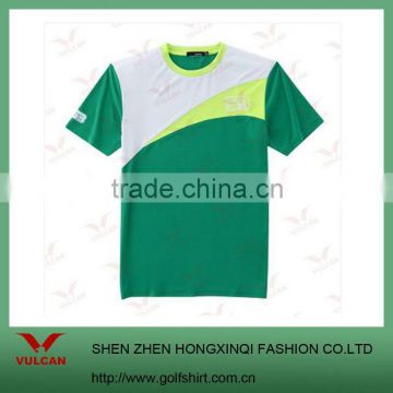 2012 New Style Round Neck Green Promotional T-shirt with printed logo