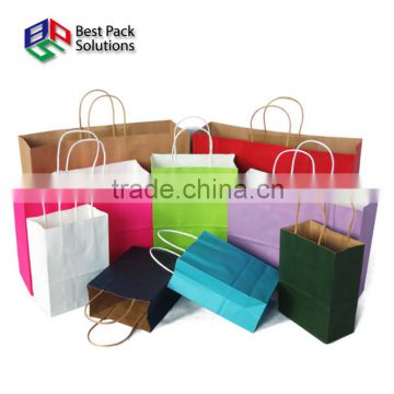 Different colors kraft paper bag with twisted handle