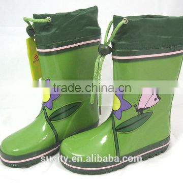 cute non-slip high quality child rubber rain boot with collar