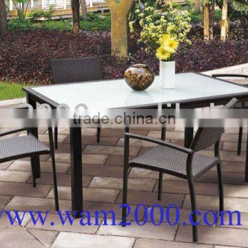 Patio garden aluminum pe rattan dining table and chairs for outdoor