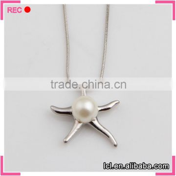 Pearl pendant necklace for girls, Starfish shaped simple design pearl necklace