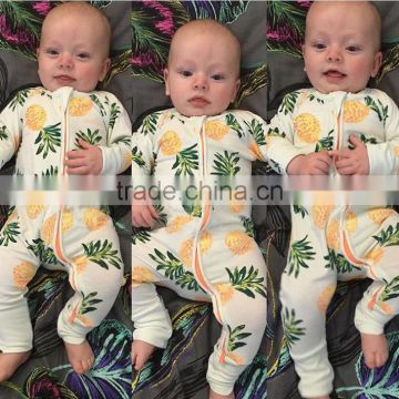 Hot sale 100% cotton pineapple pattern onesie kids newborn pajama romper