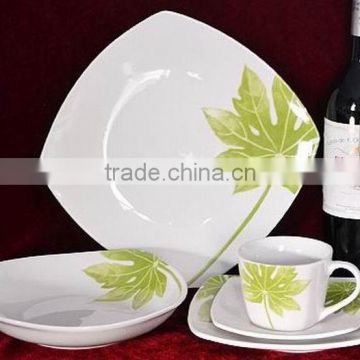 Whosesale 30pcs square fine porcelain dinner set with decal printing