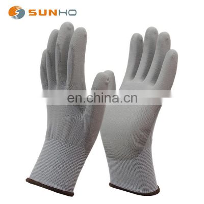 Garden Glove PU coated gloves13g polyester/nylon liner with PU coated on palm or finger  White Black or Grey touch safety gloves