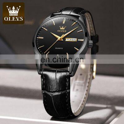 Olevs 6898 Wholesale Design Ladies Men Quartz Wrist Watches Water Proof Leather Watch Custom Logo