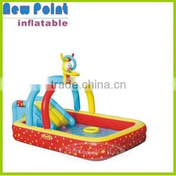 Cute inflatable round swimming pool toy with small slide for fun