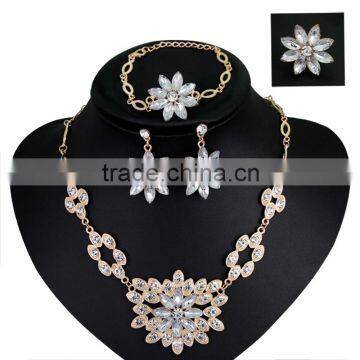 Wholesale Latest Design Fashion Necklaces Women Luxury Statement Diamond Jewelry Set SKJT0590