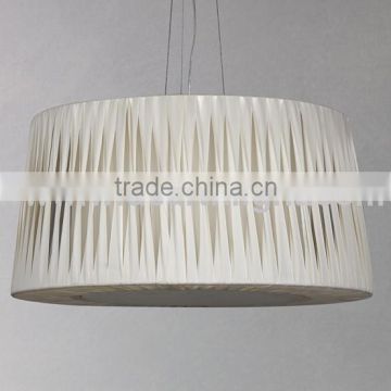 UL Listed Big Drum Pendant Light With White Drape Shade For Dining Room C30006