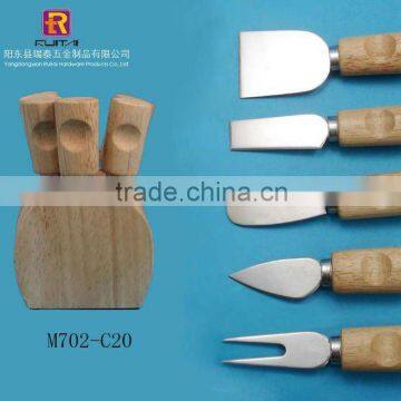 4PCS cheese knife set in wooden stand
