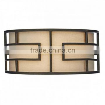 Factory price hot sale the lighting book tumola geometric matt bronze wall light with taupe linen inner shade