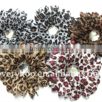 4" Leopard/Cheetah Gerbera Daisy Flower Hair Clips (FCK-10016)