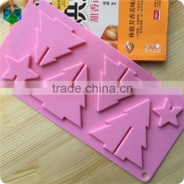 CTBED045 Christmas Gift New 3D Christmas Tree Mould Star Silicone Chocolate Mold Insert Set Up Christmas Trees