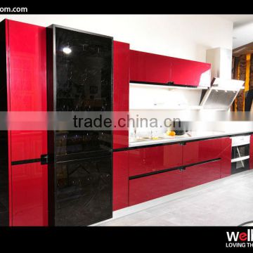 Contemporary Red 2 PAC Kitchen Cabinet