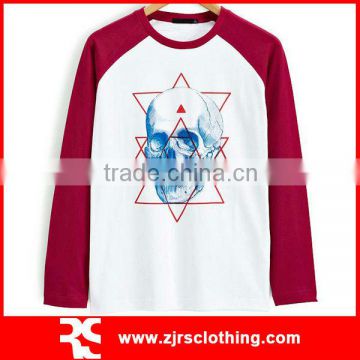 Mens High Quality 100% Cotton Long Sleeve T Shirt with Custom Soft Chest Print