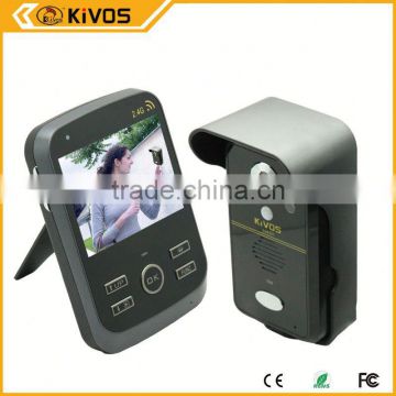 2.4Ghz 300meter kivos kdb300 handsfree color video door phone With Pir Auto-detection Recording