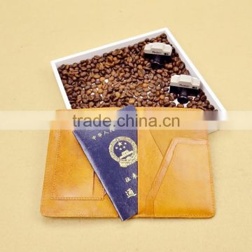high quality passport wallet leather material brown color