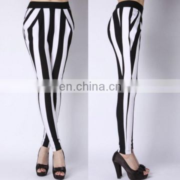 2014 Newest Black and White Vertical Stripes Trousers