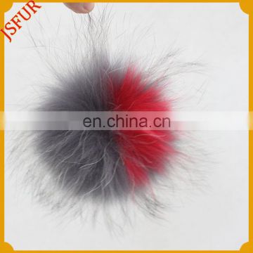 Top quality grey red genuine raccoon fur hat/bag accessory fur ball