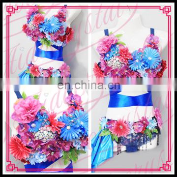 Aidocrystal Fashion Women's Flower Bra Evening Show Dancing Costumes Dancewear Flowers Bra Customized