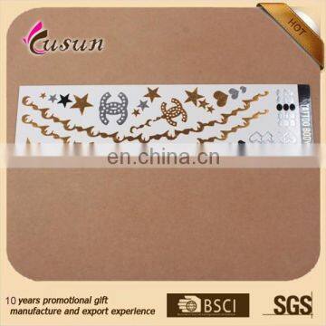 Eco-friendly water transfer printing, Fashion metallic temporary tattoo