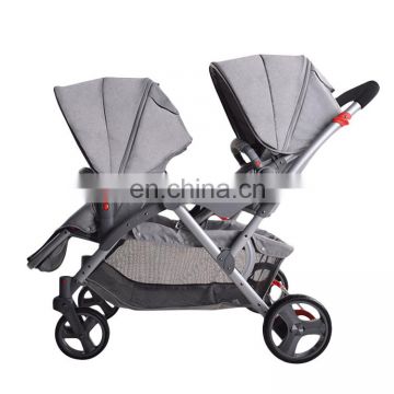 Factory rubber wheel 0-36 months aluminum frame double twin baby stroller baby pram