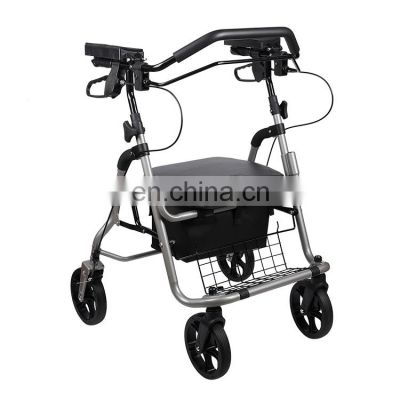 Height adjustable elderly seniors brake stroage bag 8 inch wheels foresrm rollator walkers for the with seat