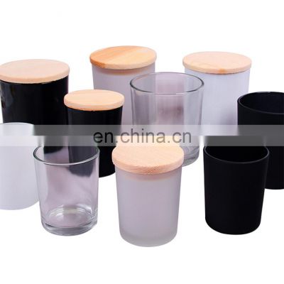 Wholesale Color Frosted Glass, Candle Jars With Wooden Lid/