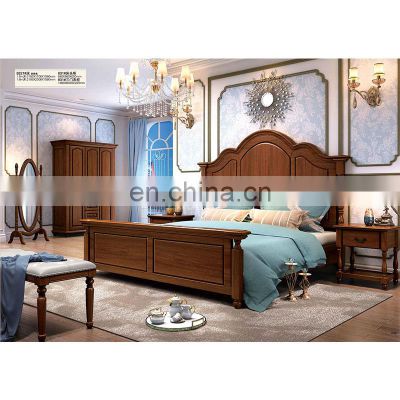 Classic American style bedroom set solid wood frame king bed