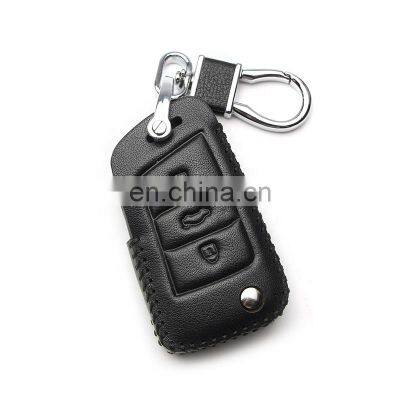 Wholesale Prices Durable Fob Genuine Leather Car Key Cover for Volkswagen Magotan Golf B8 Passat Tiguan Lavida Bora