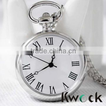 Antique Silver Roma Number Hollow White Dail Quartz Pocket Watch Clock Gift                        
                                                Quality Choice