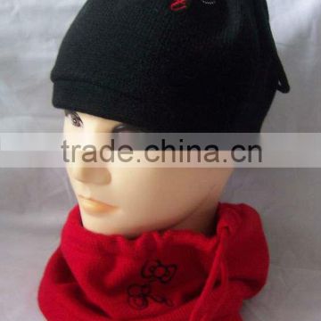 2015 new design hot sale dual purpose knitted beanie & scarf