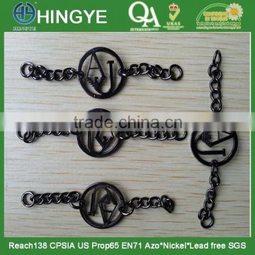Gunmetal Color Badges with Chain For Clothing -- B1412002
