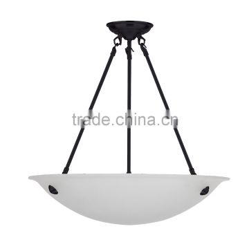 3 light chandelier(Lustre/La arana) in ebony bronze finish with suspended acid wash glass 20" bowl CH0050-20AWEBZ