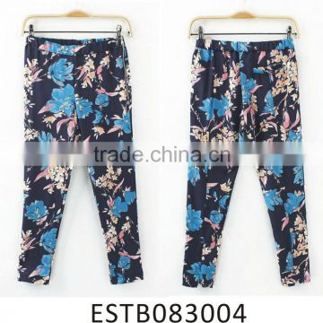 Chiffon fashion design printed colorful ladies pants