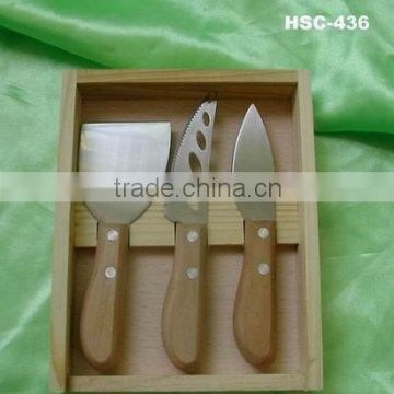 Promotion gift -3 PCS Cheese knife set in wooden box - NEW
