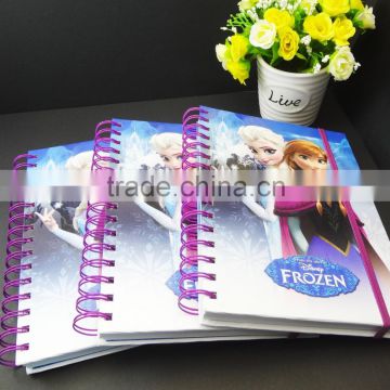 A5 double spiral cartoon notebook with elastic band