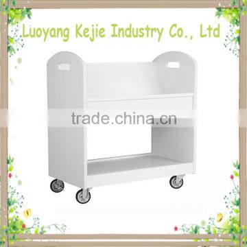 Electrostatic Powder Coating steel library book trolley book carrier useful acrylic book cart with rolling casters