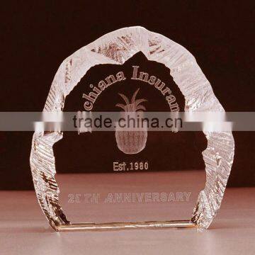 Popular crystal iceberg stand, crystal award with custom logo as 25th anniversary gift