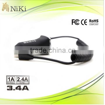 for cell phone car charger with micro usb cable 3.4A car charger